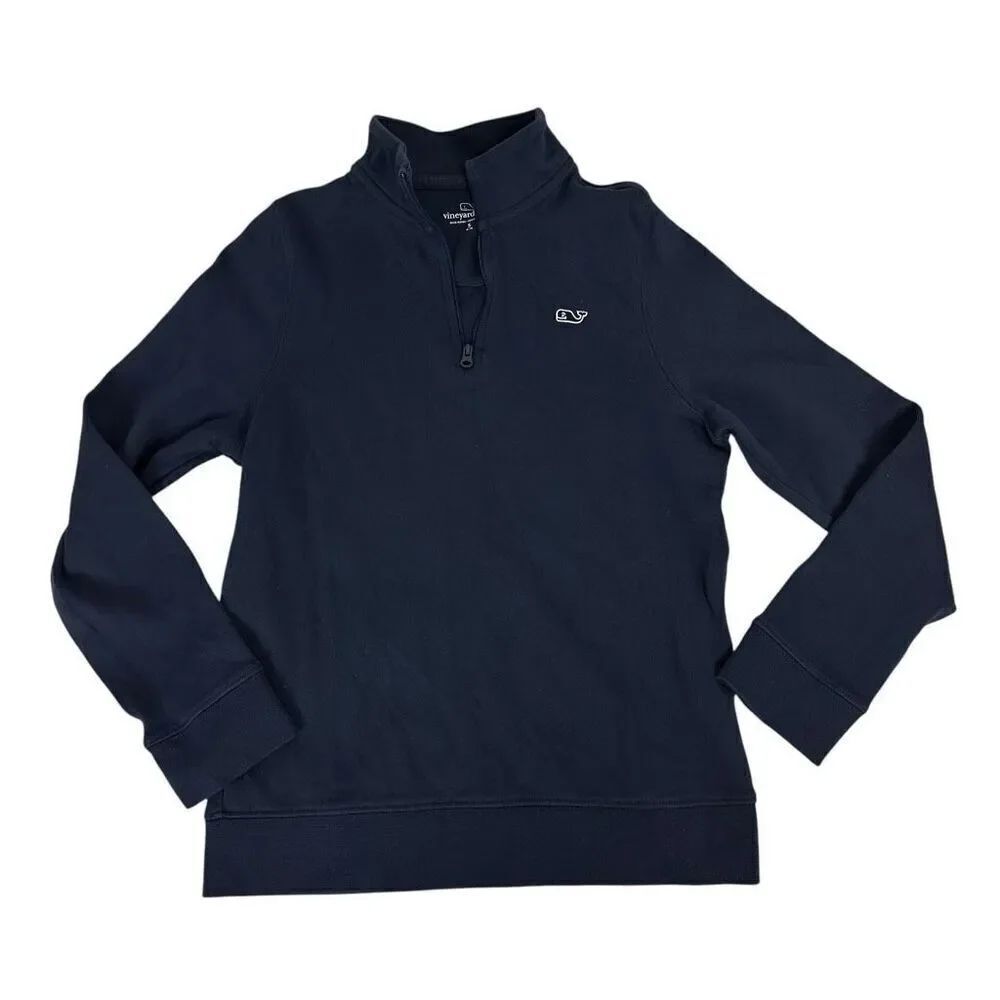 Vineyard Vines Girls Navy 1/4 Zip KnitโPullover Small 8-10
